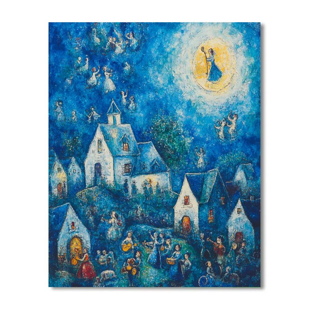 Chagall Inspired Floating Village Celebration Paint by numbers art
