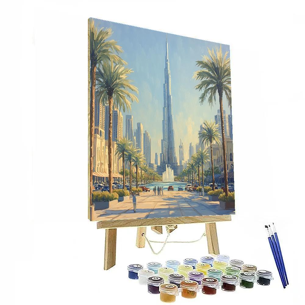 Burj Khalifa From Downtown Boulevard Dubai United Arab Emirates Paint by numbers kits