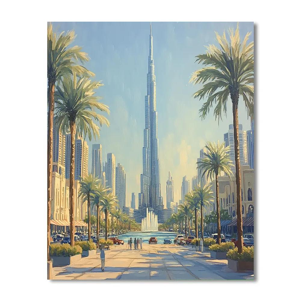 Burj Khalifa From Downtown Boulevard Dubai United Arab Emirates Paint by numbers kits