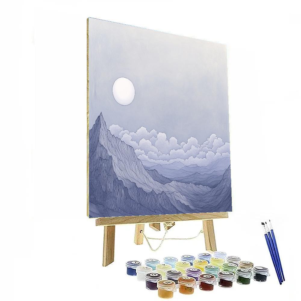 Zhao Mengfu Inspired Moonlit Clouds Above Ancient Ridge Paint by numbers art