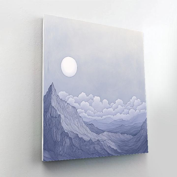 Zhao Mengfu Inspired Moonlit Clouds Above Ancient Ridge Paint by numbers art