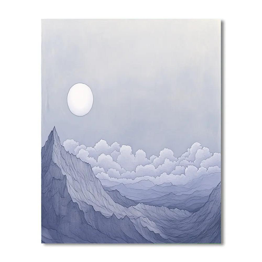 Zhao Mengfu Inspired Moonlit Clouds Above Ancient Ridge Paint by numbers art