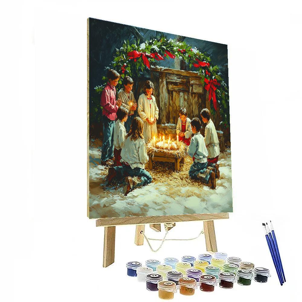 Midnight Nativity Gathering Painting by numbers kit