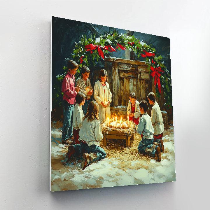 Midnight Nativity Gathering Painting by numbers kit