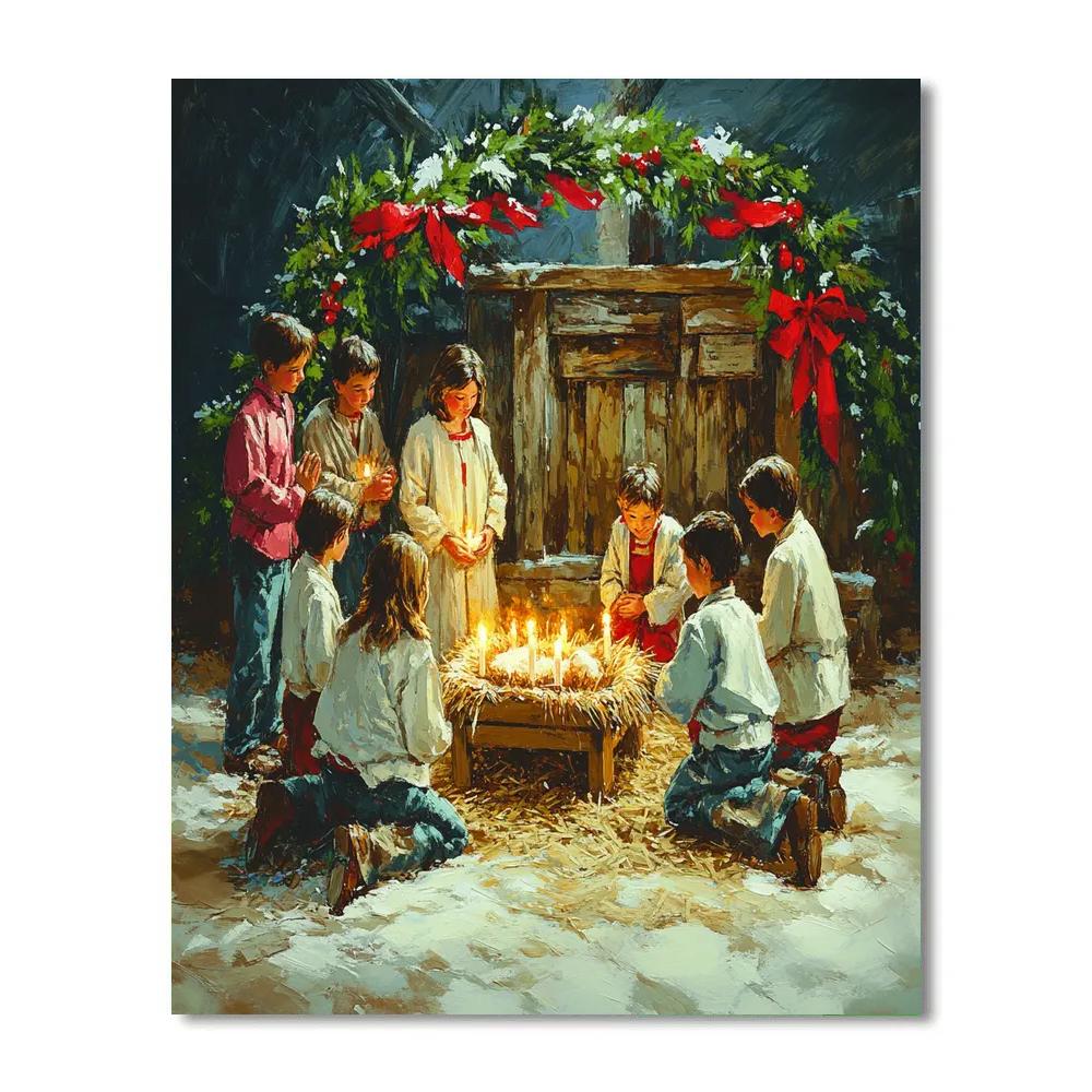 Midnight Nativity Gathering Painting by numbers kit