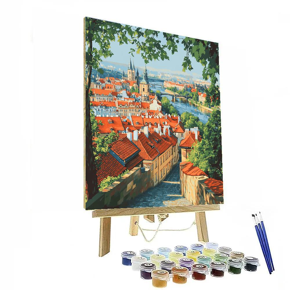 Old Town Skyline From Petrin Hill Prague Czech Republic DIY paint by numbers