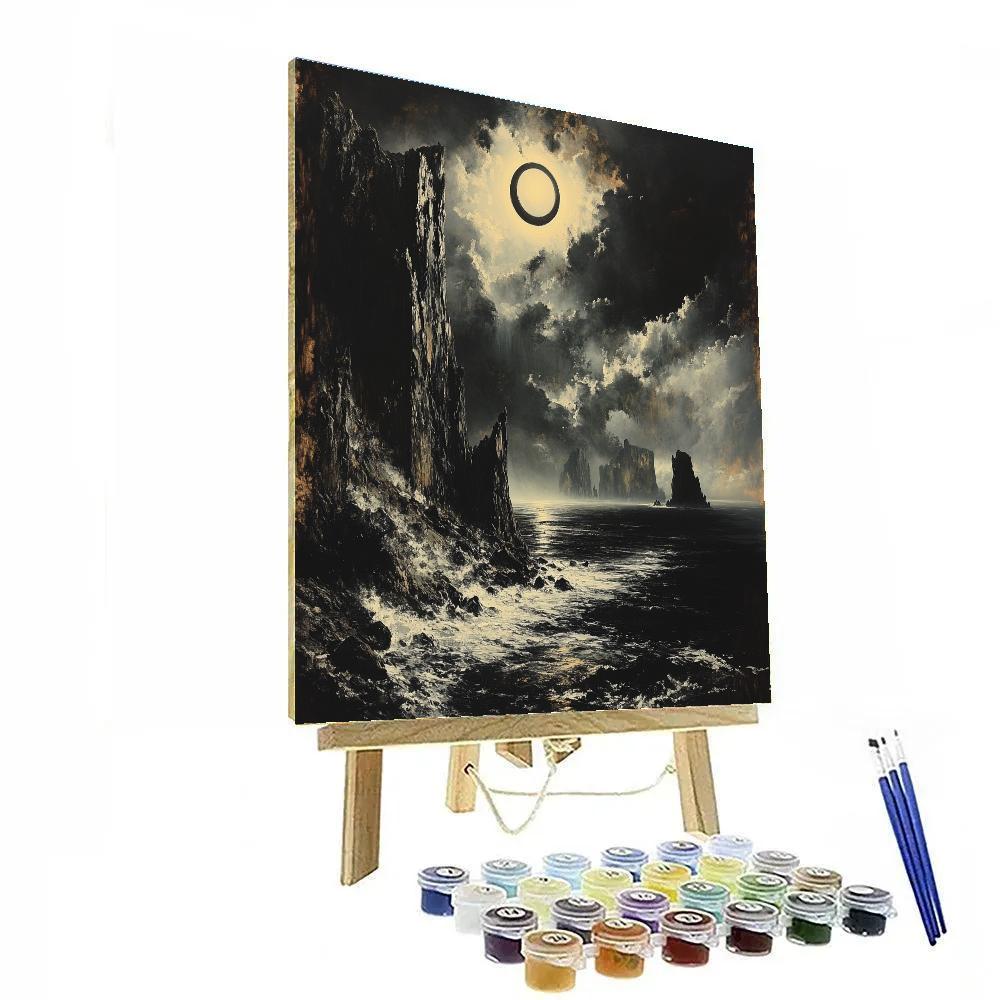 Francisco Goya Inspired Eclipse Over Crumbling Basalt Cliffs Paint by numbers art