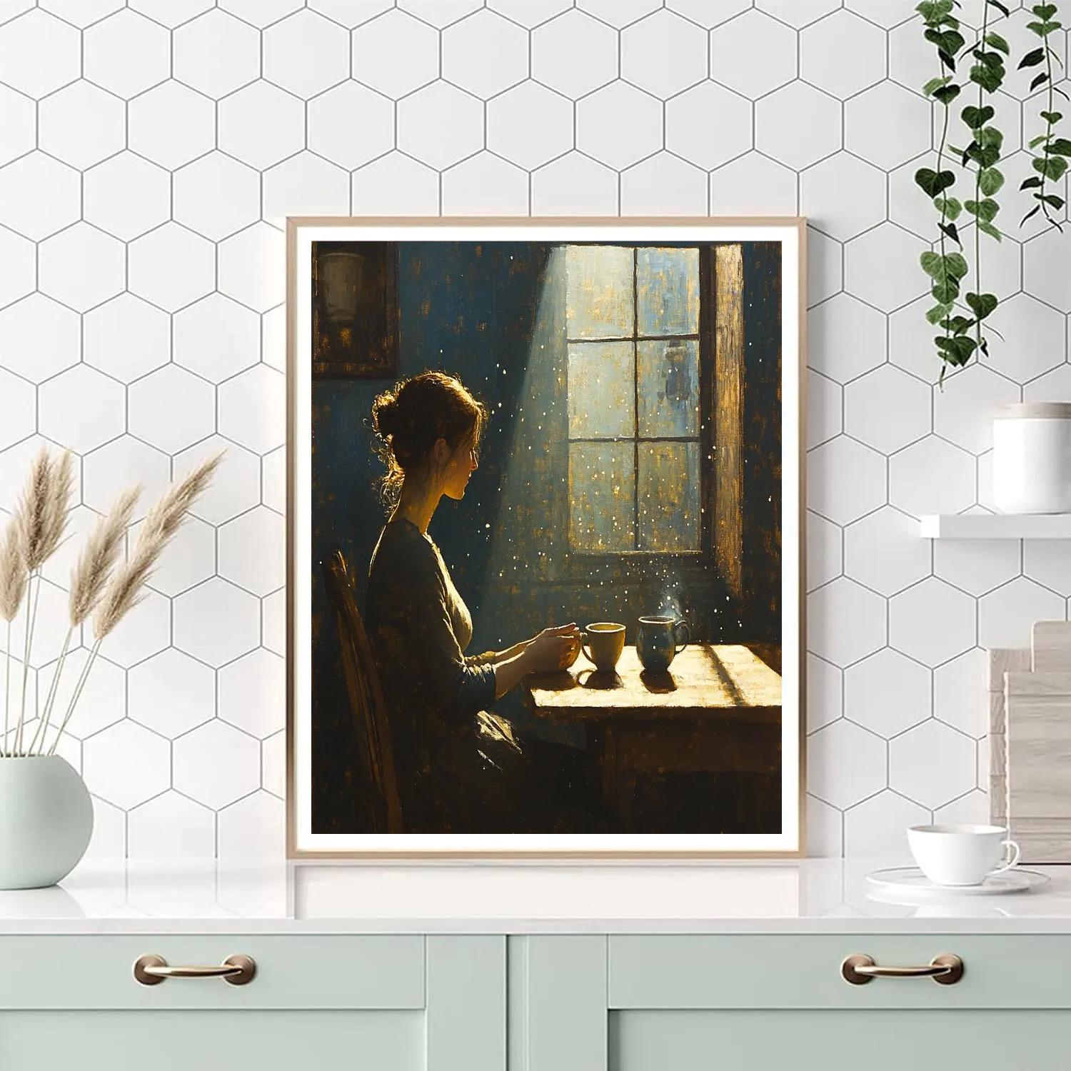 Vermeer Inspired Quiet Cafe Interior Numbered painting kits