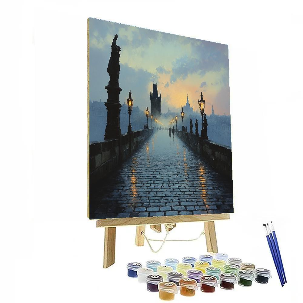 Charles Bridge Dawn Mist Prague Czech Republic DIY paint by numbers