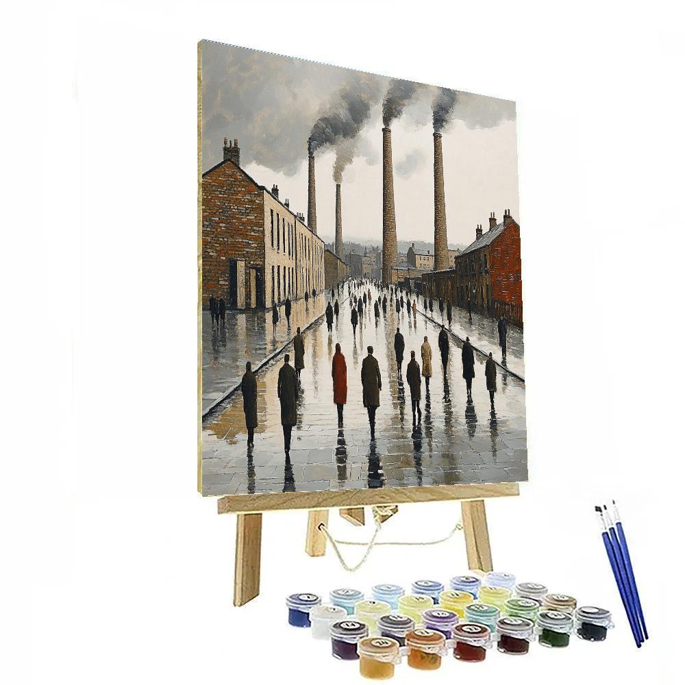 Lowry Inspired Industrial Rainy Street paint by numbers