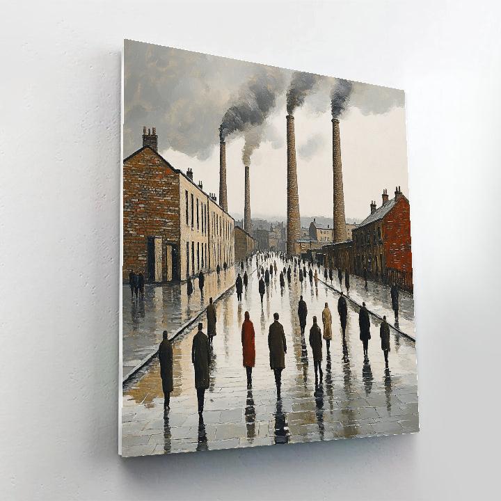 Lowry Inspired Industrial Rainy Street paint by numbers