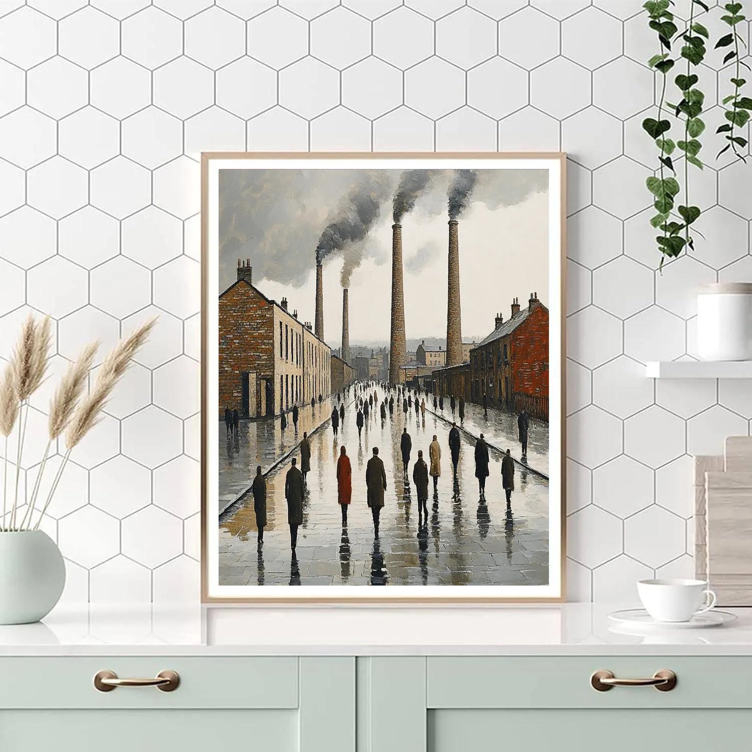 Lowry Inspired Industrial Rainy Street paint by numbers