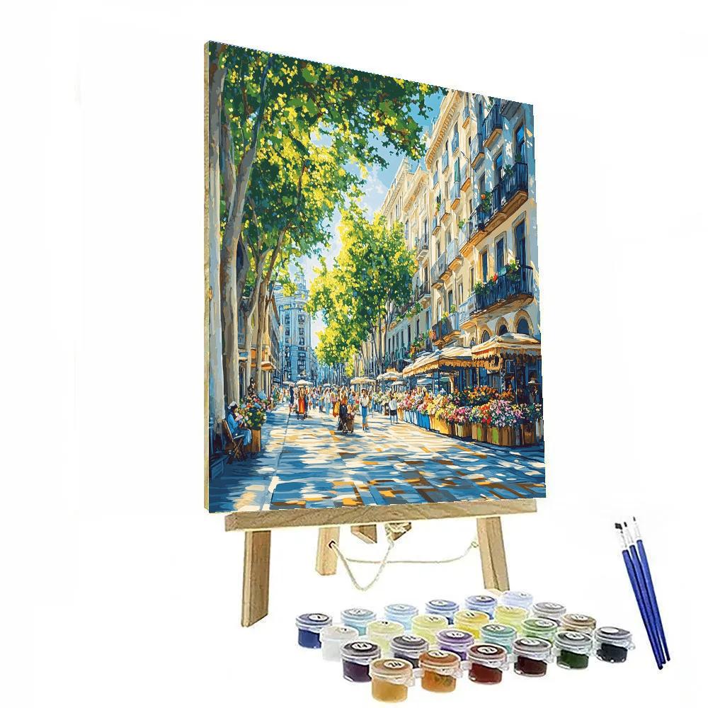 La Rambla Street Life Barcelona Spain painting number kit