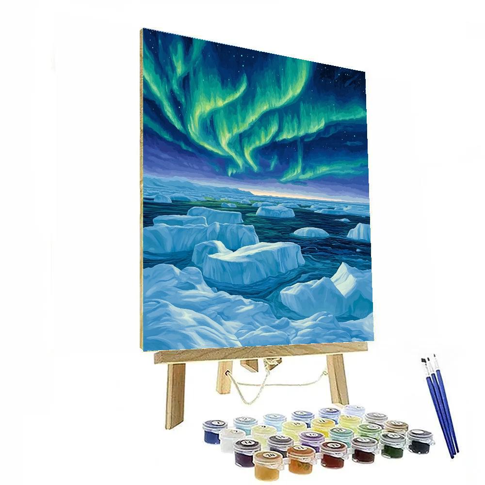 Lawren Harris Inspired Celestial Aurora Above Silent Icebergs DIY paint by numbers