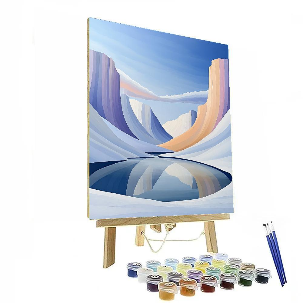 Lawren Harris Inspired Glacial Basin Under Radiant Noon Sky paint by color