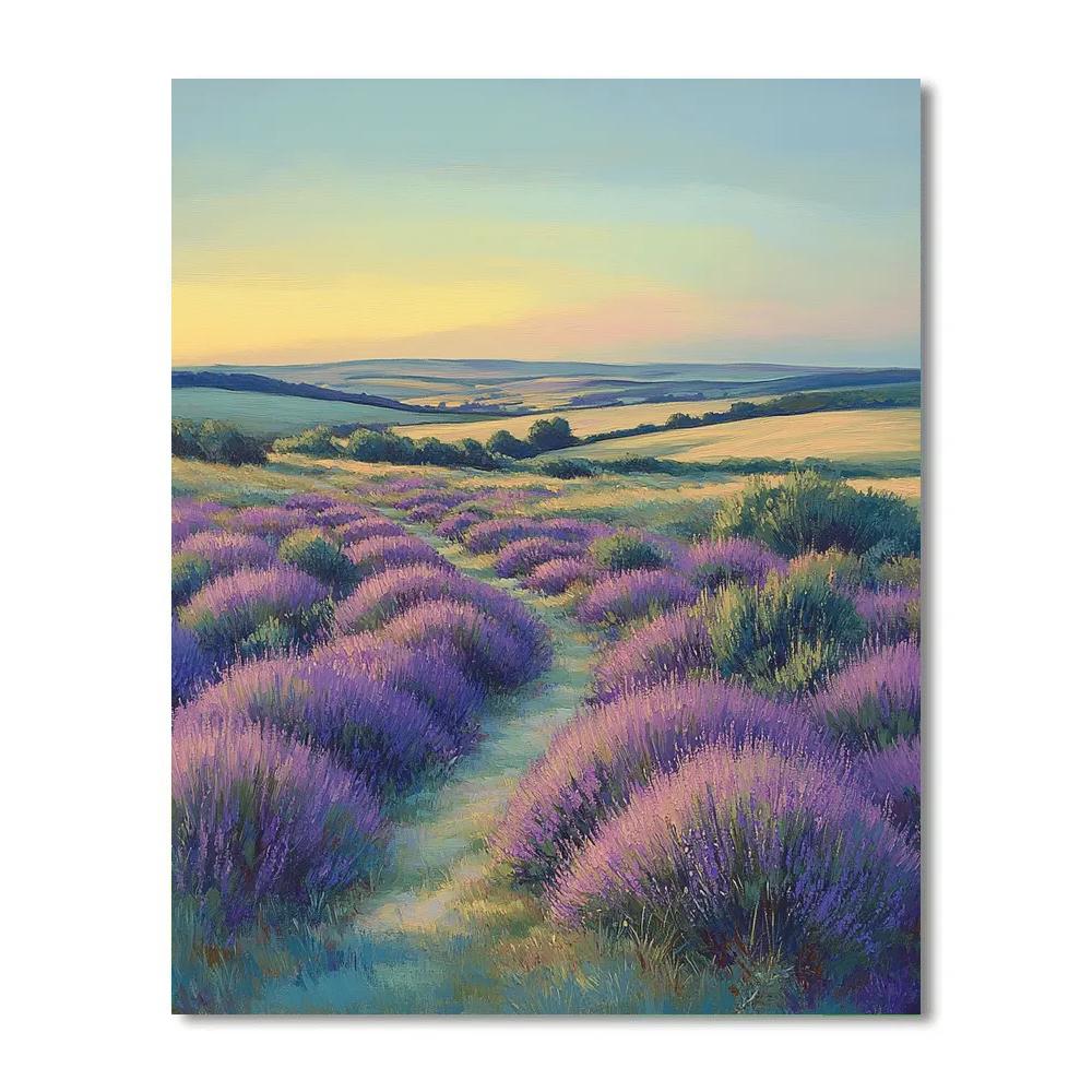 Claude Monet Inspired Early Evening Over Lavender Heath DIY paint by numbers