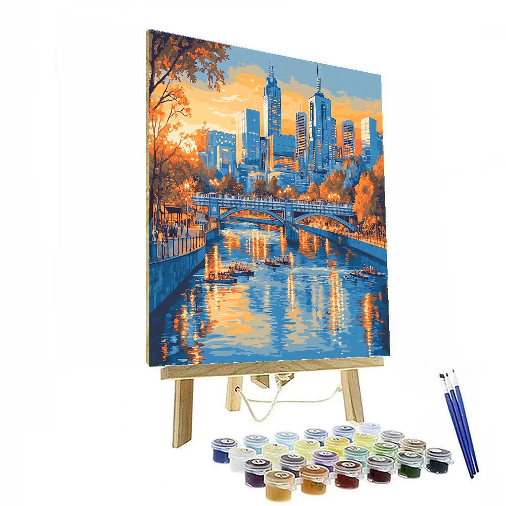 Skyline Over Yarra River Melbourne Australia paint by number