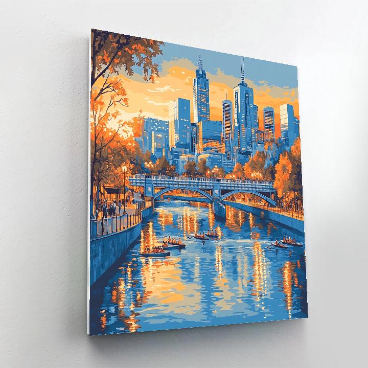 Skyline Over Yarra River Melbourne Australia paint by number