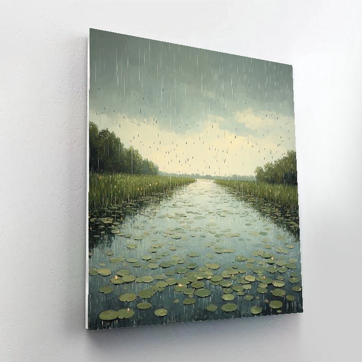 Claude Monet Inspired Soft Rain Over Lily Dotted Canal Paint by numbers art