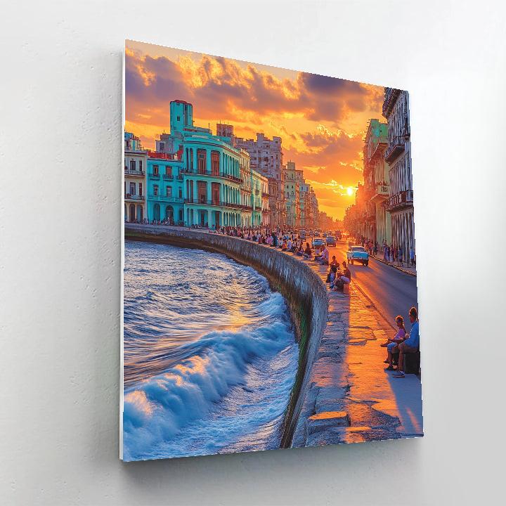 Malecon Seawall At Sunset Havana Cuba paint by numbers