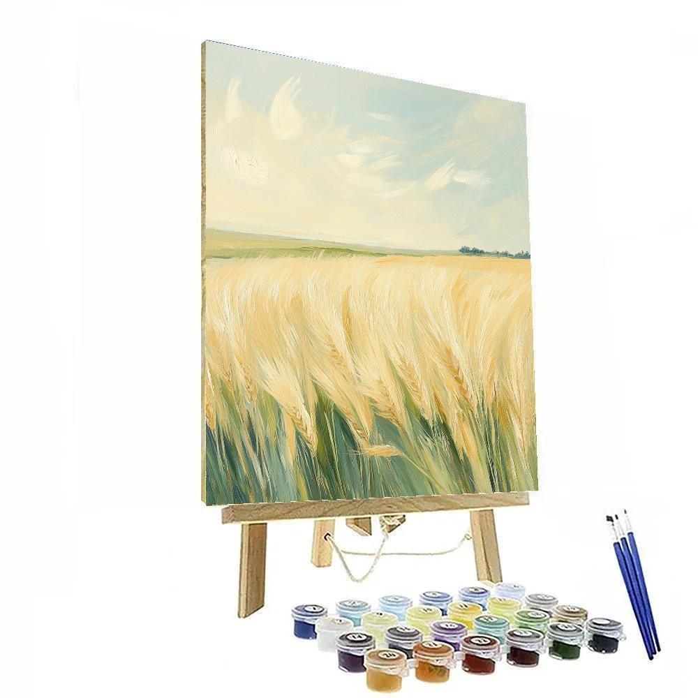 Claude Monet Inspired Soft Breeze Over Barley Field paint by numbers