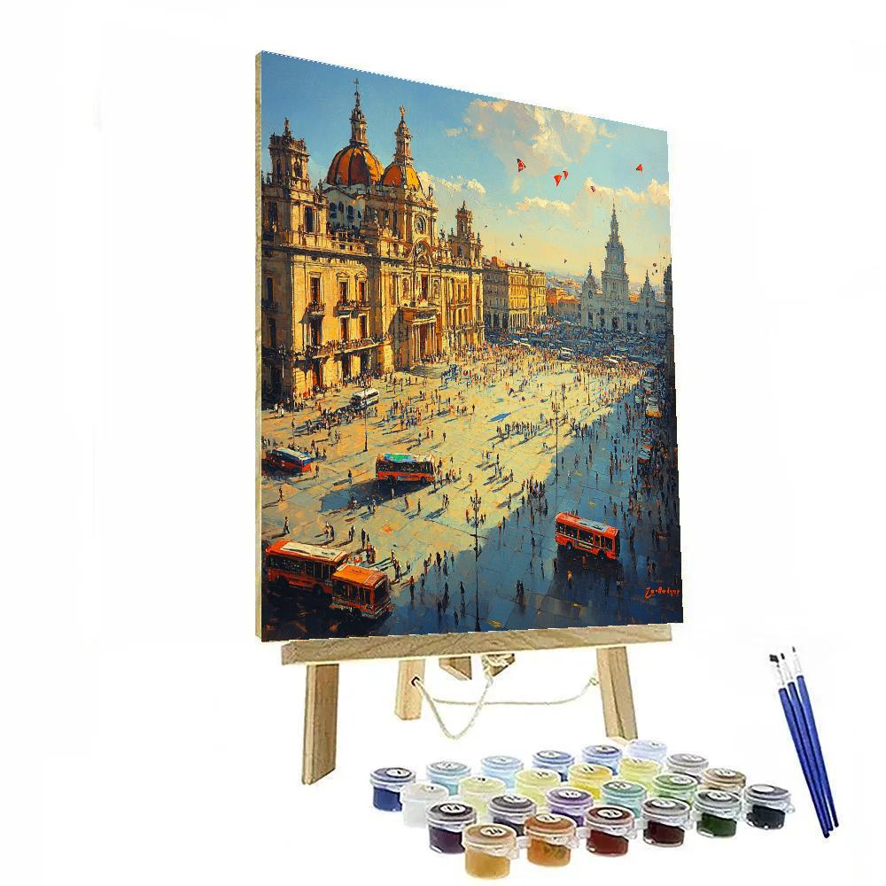 Historic Plaza De La Constitucion Mexico City Mexico paint by number