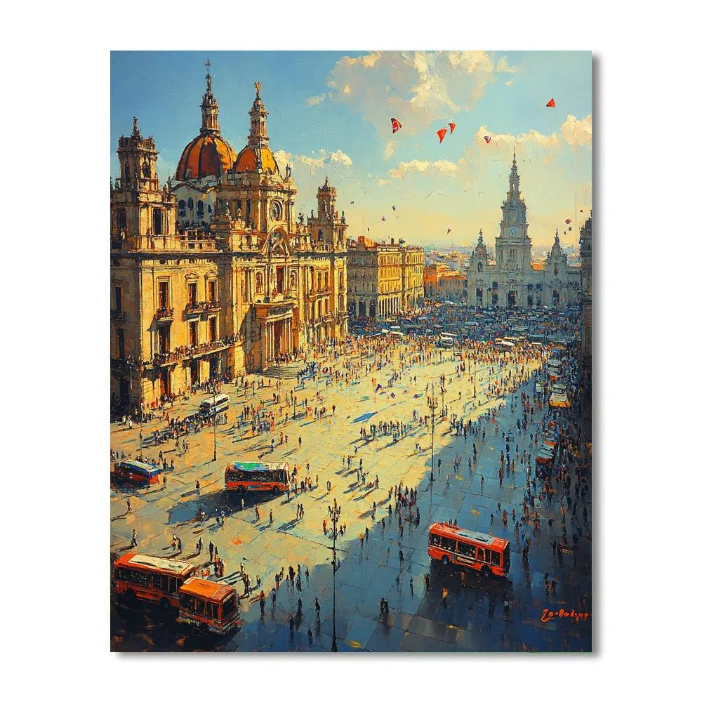 Historic Plaza De La Constitucion Mexico City Mexico paint by number