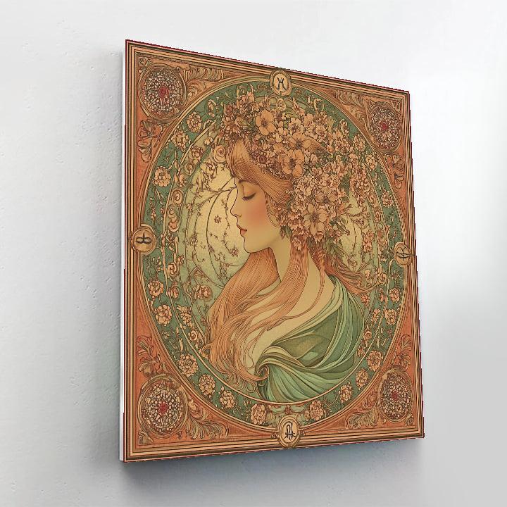 Alphonse Mucha Inspired Floral Zodiac DIY paint by numbers