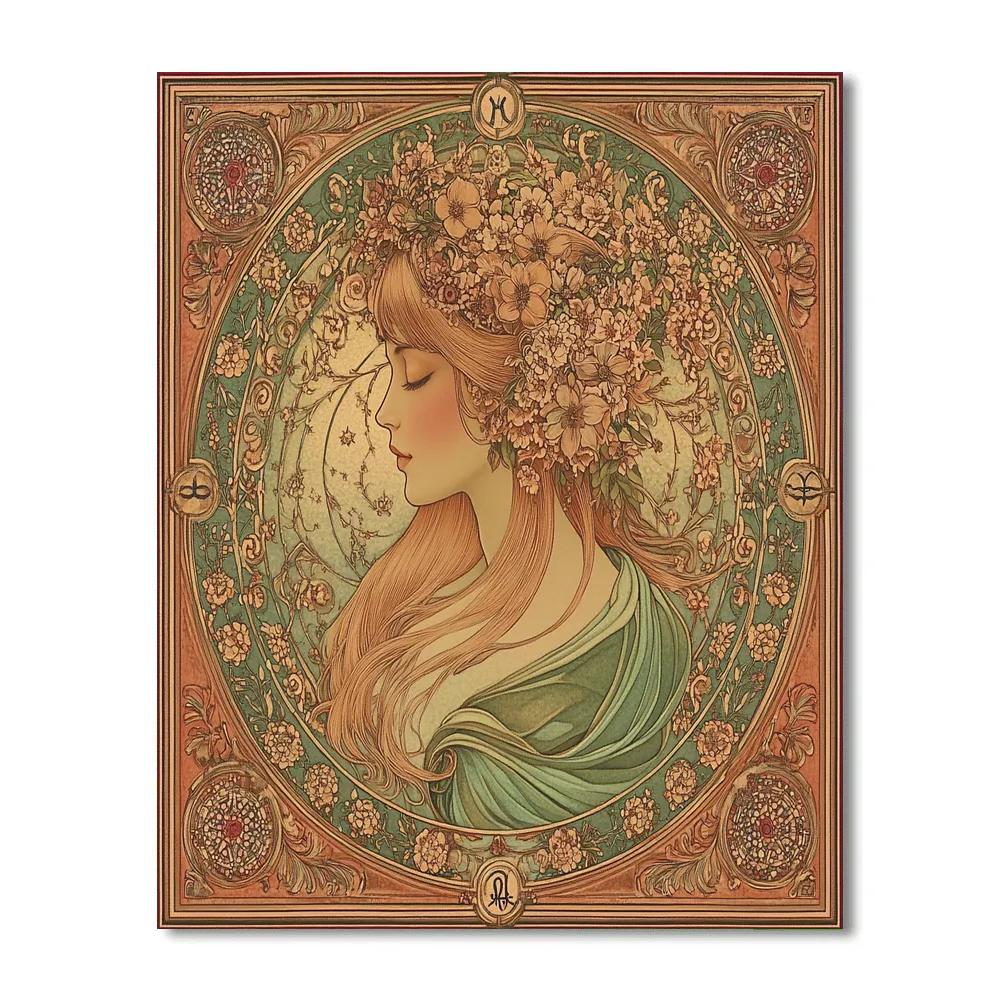 Alphonse Mucha Inspired Floral Zodiac DIY paint by numbers