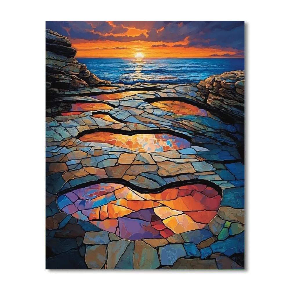 Claude Monet Inspired Reflected Sunset In Tidal Pools painting number kit