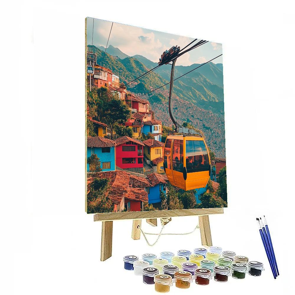 Medellin Metrocable Over Hills Medellin Colombia paint by numbers