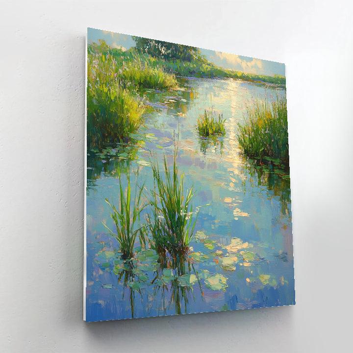 Claude Monet Inspired Dappled Light On Garden Pond Edge painting number kit