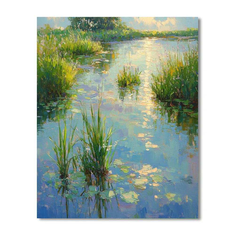 Claude Monet Inspired Dappled Light On Garden Pond Edge painting number kit