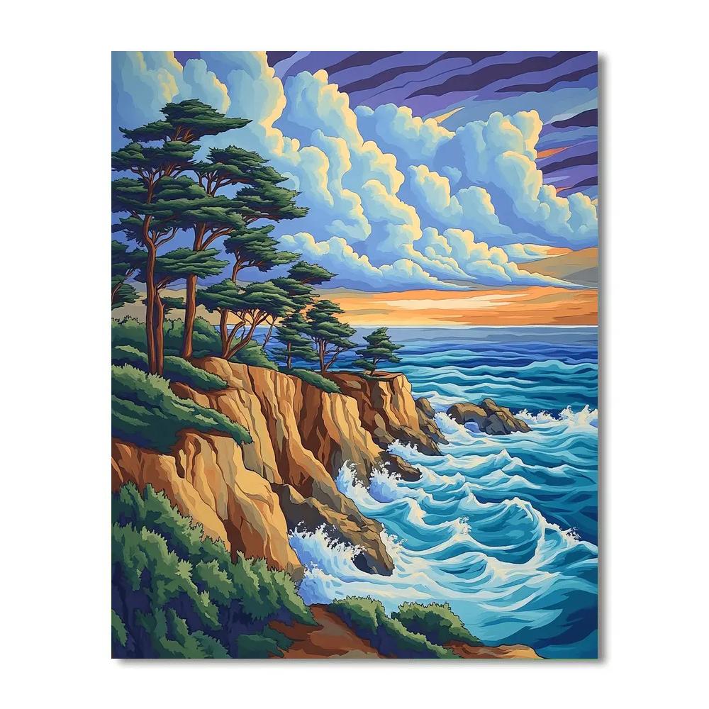 Emily Carr Inspired Stormlit Coastal Pines Numbered painting kits