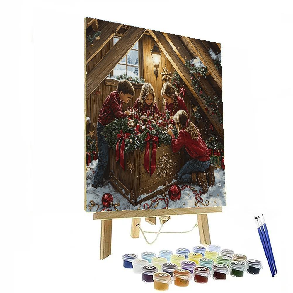 Attic Trunk Of Decorations paint by number