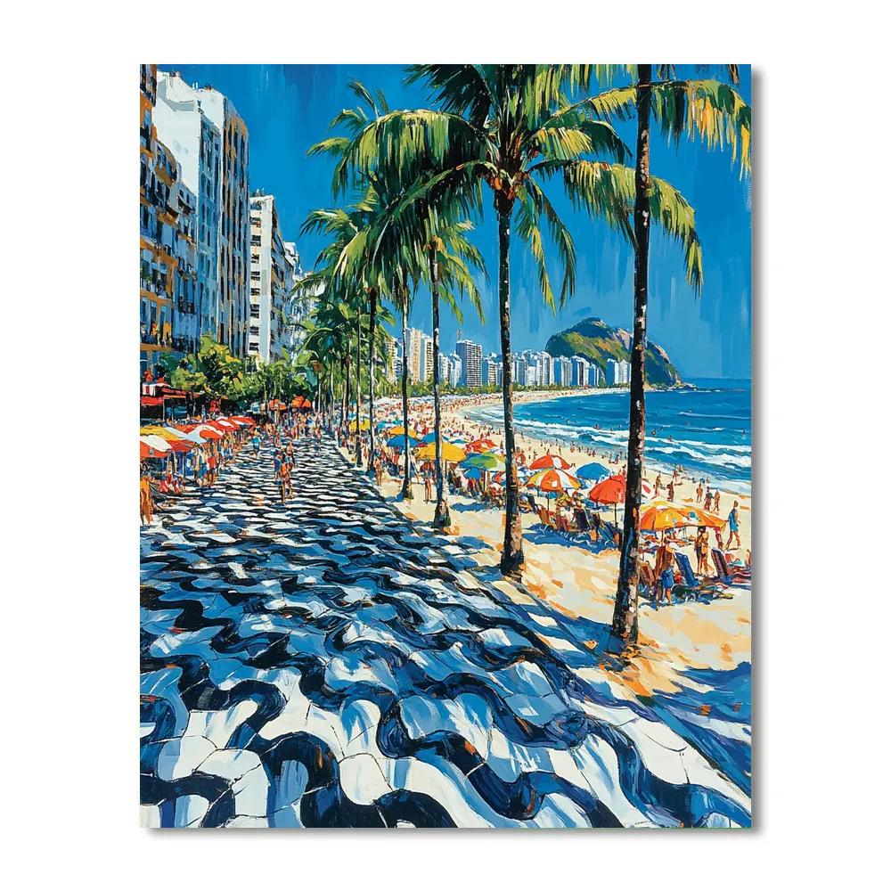 Copacabana Promenade Patterns Rio De Janeiro Brazil Paint by numbers kits