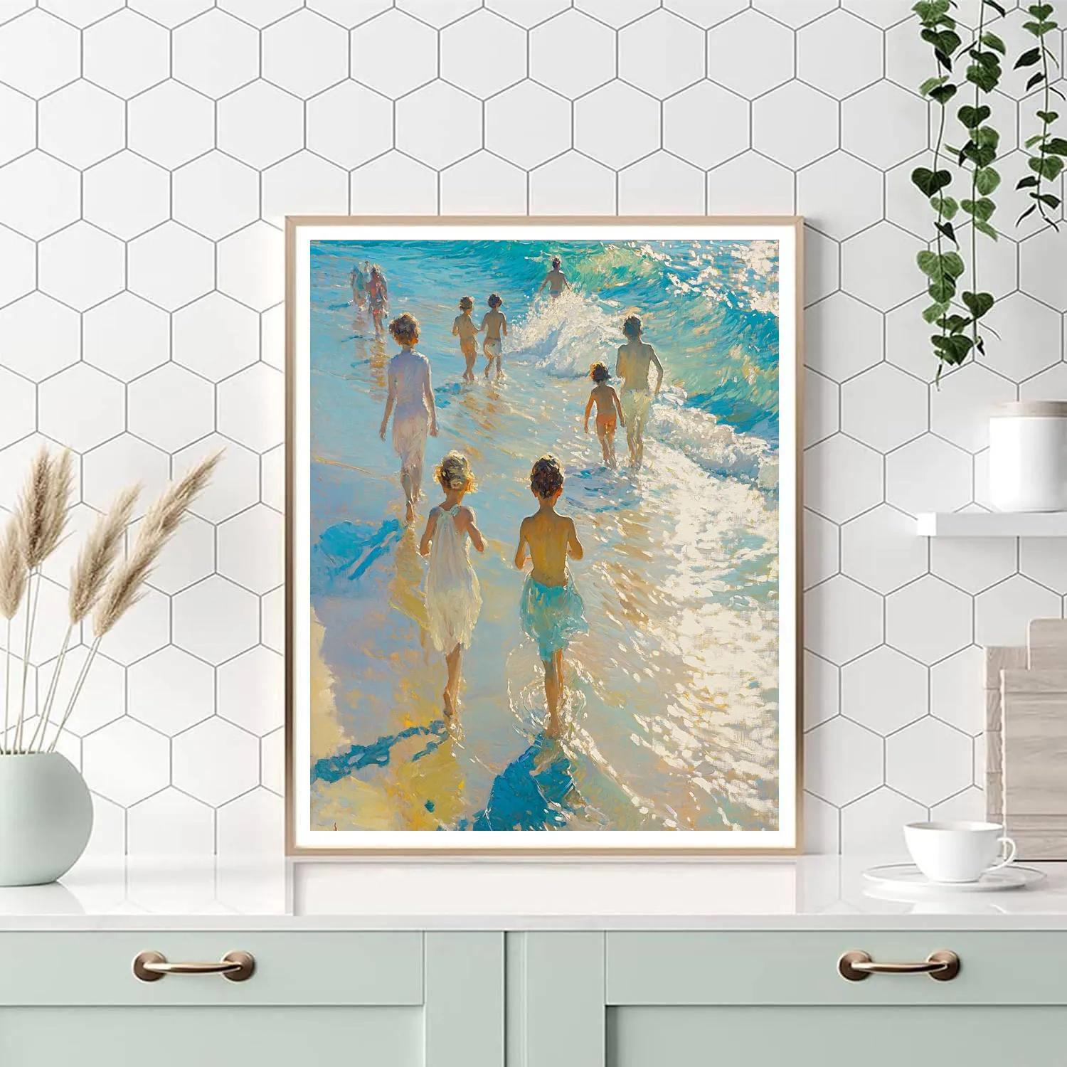 Sorolla Inspired Sunlit Beach Waves Numbered painting kits