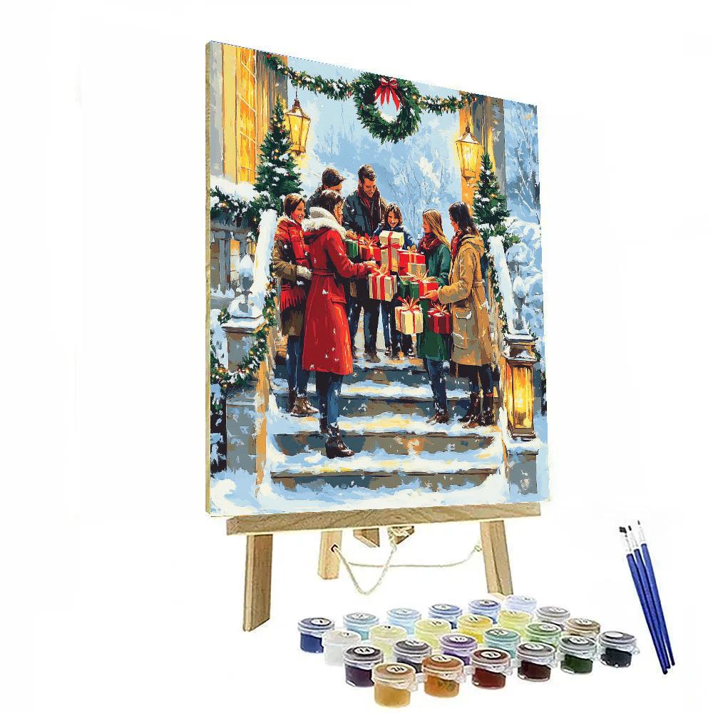 Snowy Porch Gift Exchange painting number kit