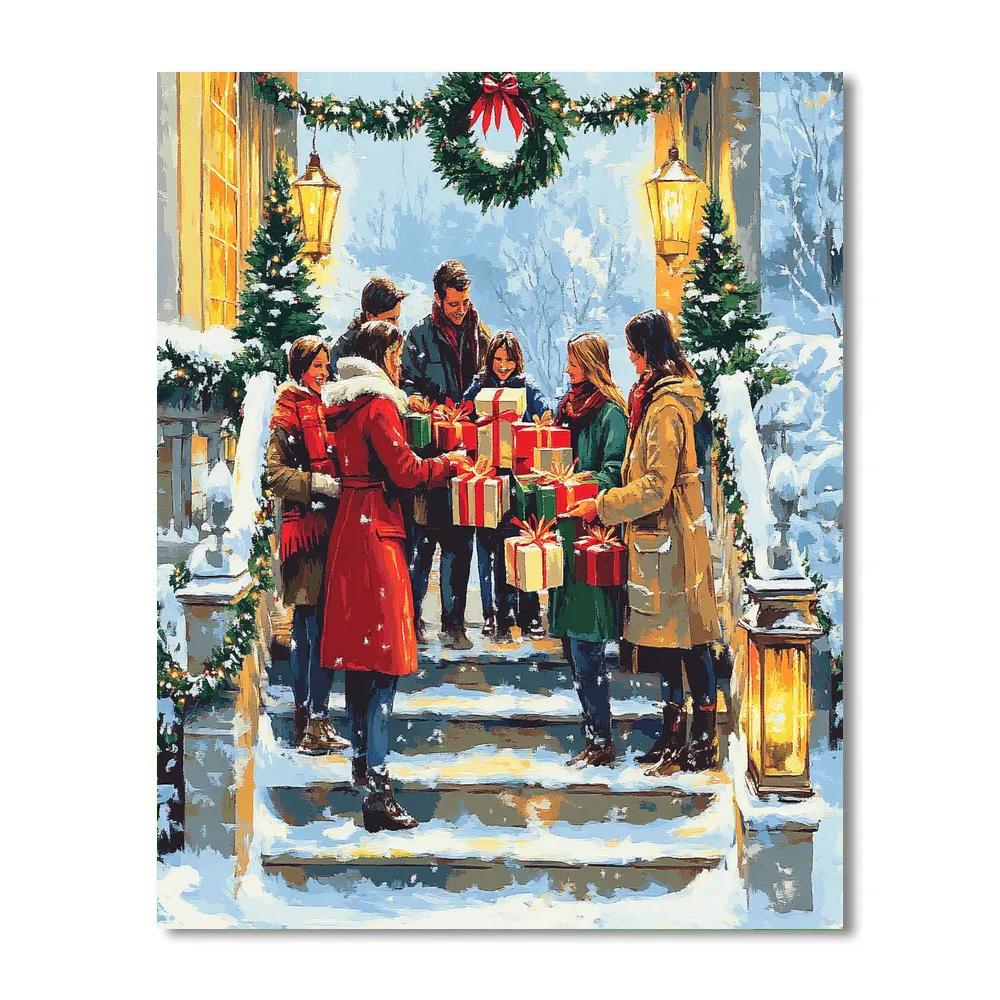 Snowy Porch Gift Exchange painting number kit