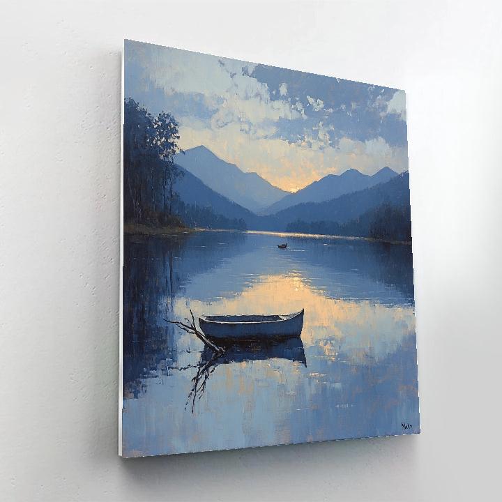 Homer Dodge Martin Inspired Quiet Lake Twilight Number painting