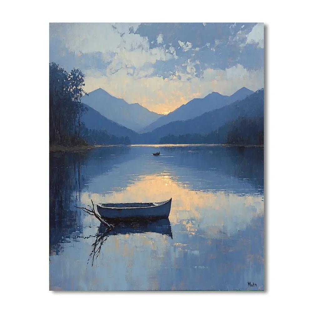 Homer Dodge Martin Inspired Quiet Lake Twilight Number painting