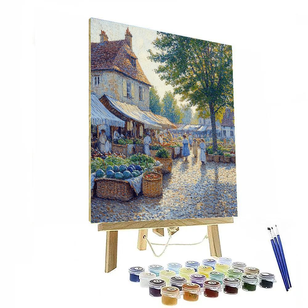 Pissarro Inspired Village Market Morning paint by numbers