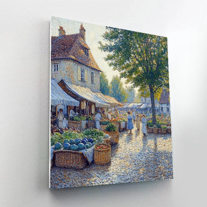 Pissarro Inspired Village Market Morning paint by numbers