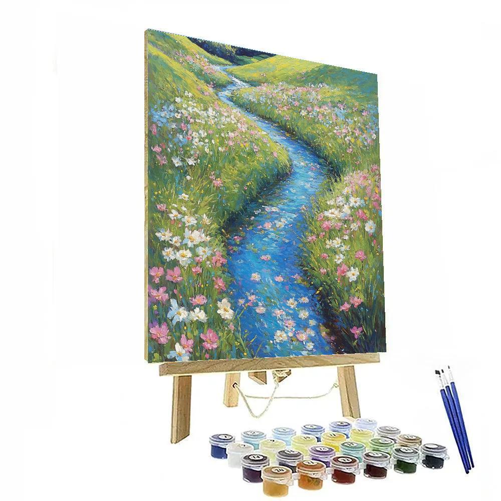 Claude Monet Inspired Spring Brook Through Flowering Meadow Painting by numbers kit