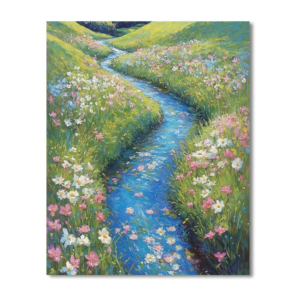 Claude Monet Inspired Spring Brook Through Flowering Meadow Painting by numbers kit