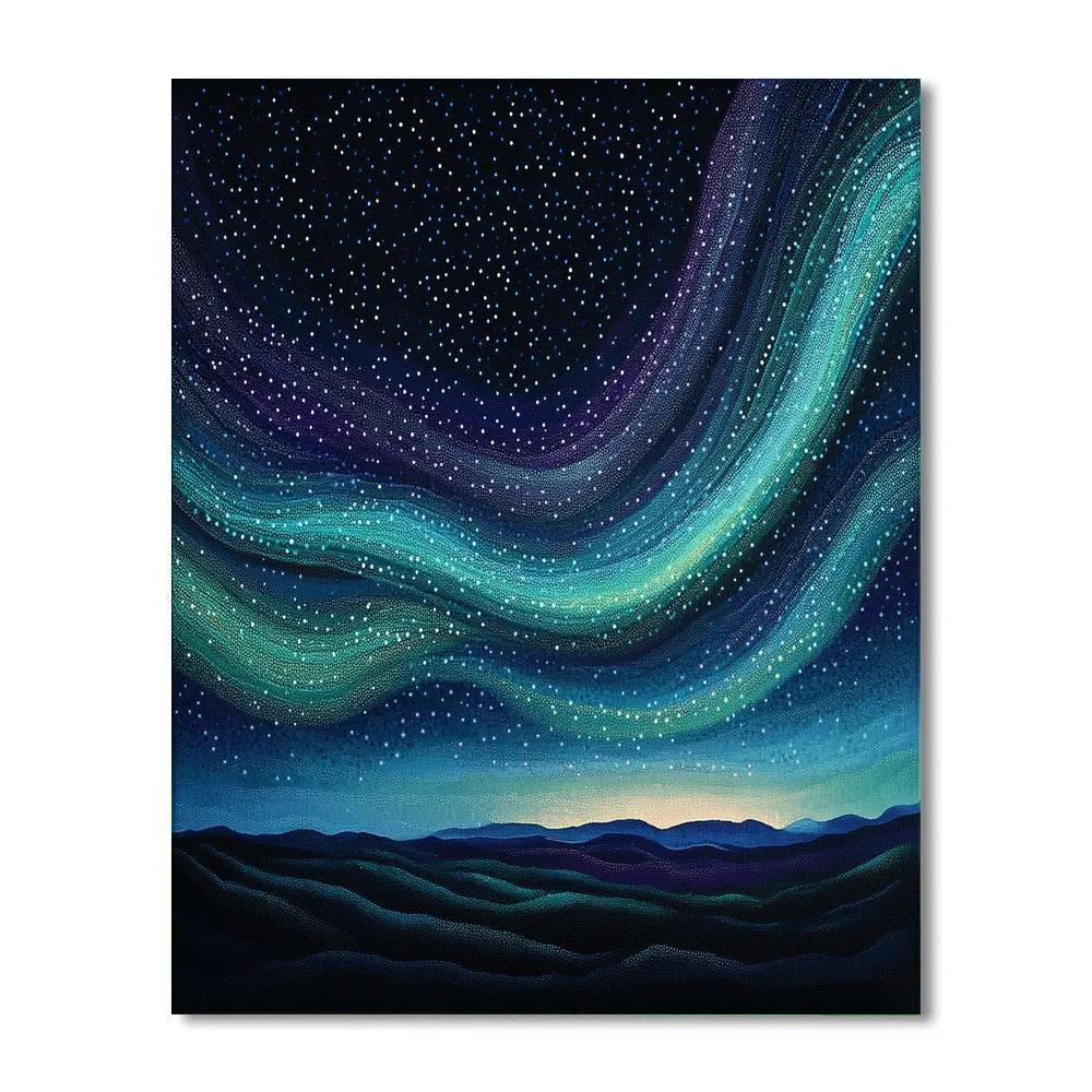Georges Seurat Inspired Celestial Aurora Drift paint by numbers