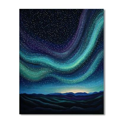 Georges Seurat Inspired Celestial Aurora Drift paint by numbers
