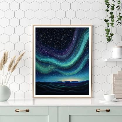 Georges Seurat Inspired Celestial Aurora Drift paint by numbers