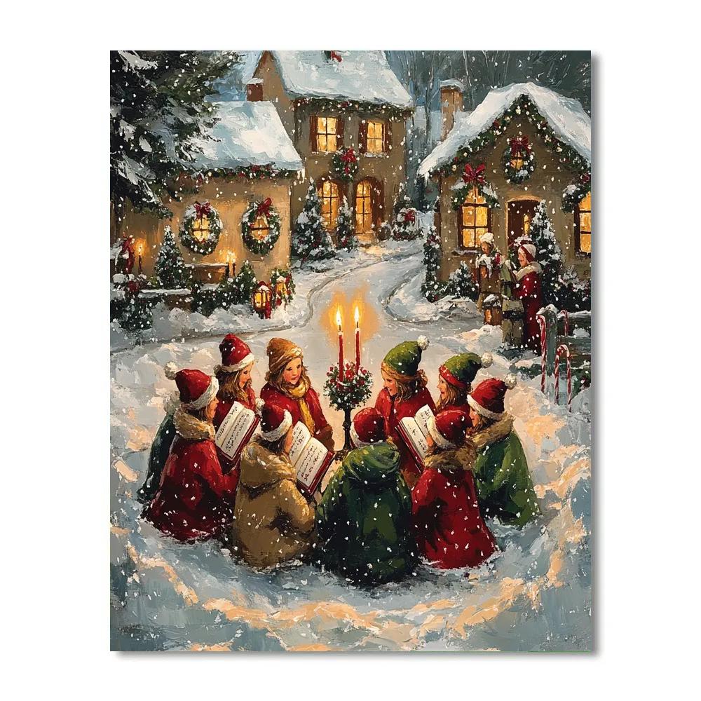 Village Carolers By Candlelight paint by number