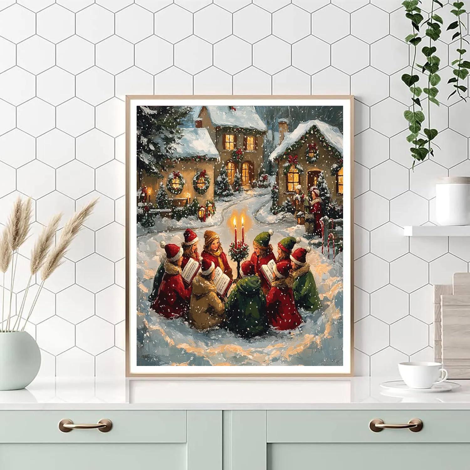 Village Carolers By Candlelight paint by number
